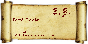 Biró Zorán névjegykártya